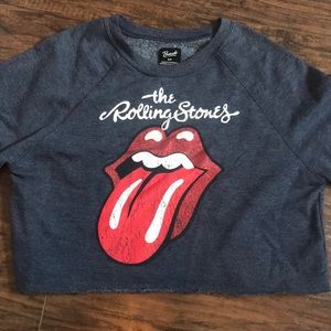 Rolling Stones Crop Top Sweatshirt Vintage Rock